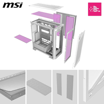 MSI MPG VELOX 300R AIRFLOW PZ MID TOWER GAMING PC CASE - WHITE