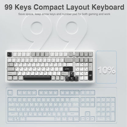 AULA F99 GRAY WHITE GRAYWOOD SWITCH MECHANICAL GAMING KEYBOARD