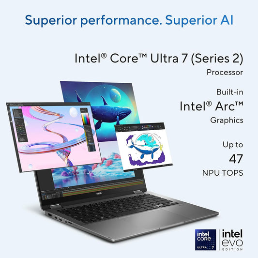 ASUS VIVOBOOKFLIP OLED TP3407SA-QL025WS [ULTRA7-256V 14TH GEN/16GB/512GB SSD/WIN11 HOME+MSO/14.0 INCH TOUCH/INTEGRATED GRAPHICS /1 YEAR(S)/GREY]