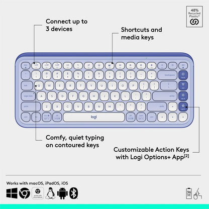 LOGITECH POP ICON BLUETOOTH KEYBOARD WHITE
