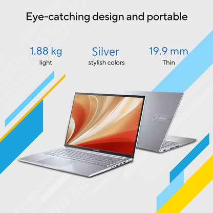 ASUS VIVOBOOK 16, INTEL CORE I7-12700H, 16GB DDR4, 512GB SSD, WUXGA 16:10 60HZ, 16 INCH/40.64CM, WINDOWS 11, MS OFFICE 2021, TRANSPARENT SILVER, 1.88KG, X1605ZAC-MB741WS, INTEL IRIS XE GRAPHICS LAPTOP