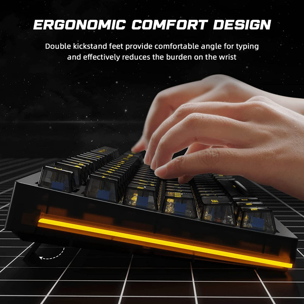 AULA F2183 TKL RGB Wireless Bluetooth Mechanical Gaming Keyboard ( Black ) ( Clicky Blue Switch ) (‎F2183)