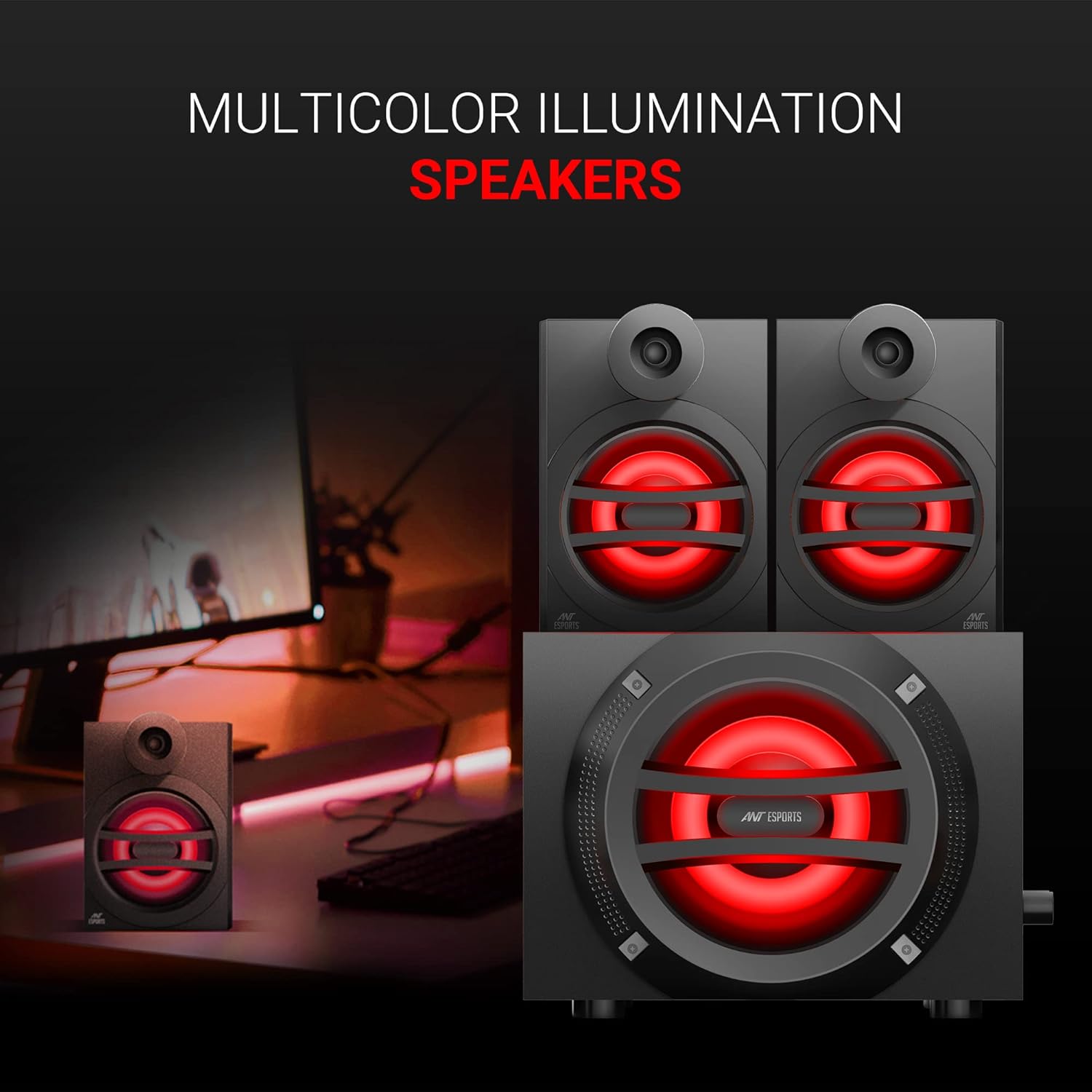 ANT ESPORTS GS160 GAMING SPEAKERS 2.1 - 16W - BLACK