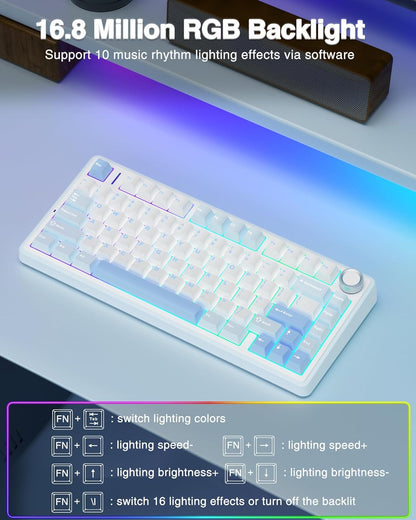 AULA F75 SEA BLUE GRAYWOOD SWITCH MECHANICAL GAMING KEYBOARD