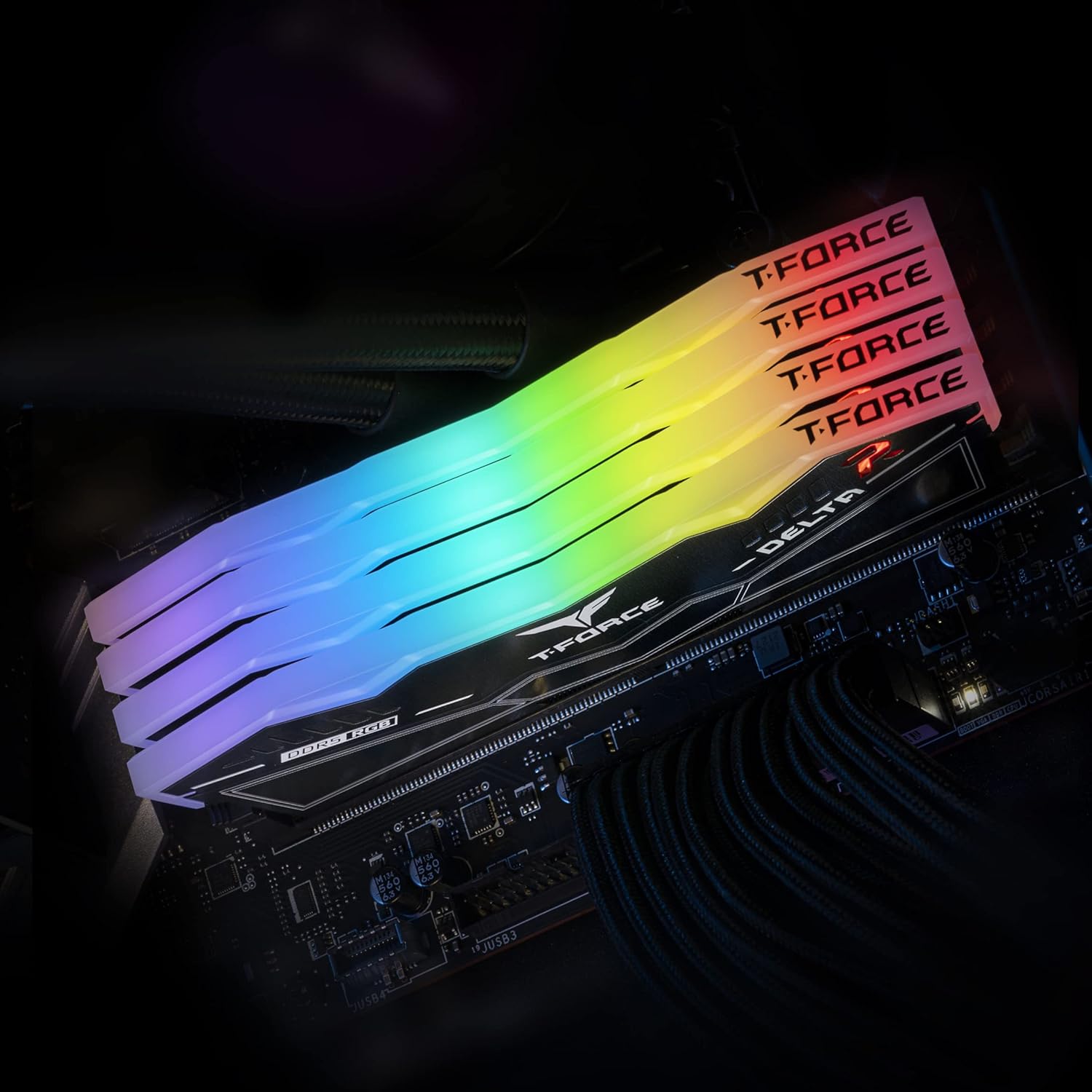 TEAMGROUP T-FORCE DELTA RGB 32GB (16GBX2) DDR5 6000MHZ DESKTOP RAM (BLACK) FF3D532G6000HC38ADC01