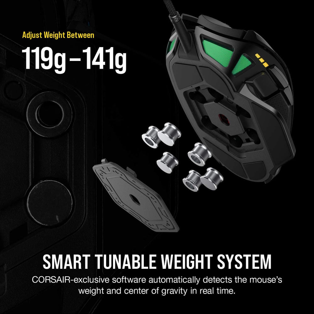 CORSAIR Nightsword Wired Ergonomic RGB Gaming Mouse ( CH-9306011-AP ) ( 18000DPI / 8 Macro Buttons ) ( Black )