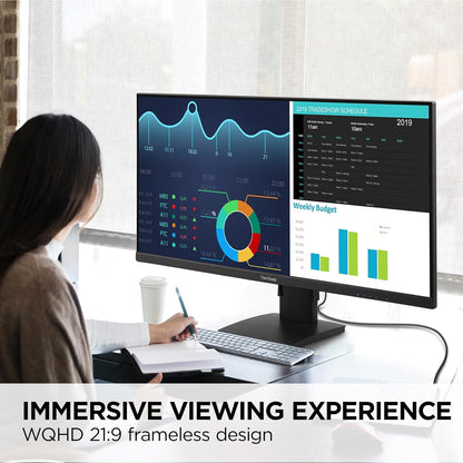 VIEWSONIC VA3456-MHDJ 86.36 CM (34") MONITOR UWQHD | 21:9 ASPECT RATIO | S-IPS | 420 NITS | SRGB 104% | ERGONOMICS | HDR 400 READY | 6W (3X3) SPEAKERS | 2-HDMI 2.0 | DP