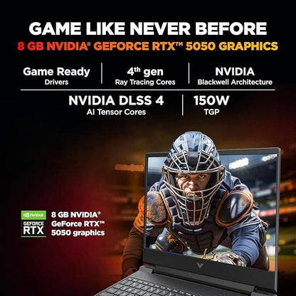 HP Victus, Intel Core 7 240H, 8GB RTX 5050, 24GB DDR5(Upgradeable) 1TB SSD, FHD, 144Hz, 300 nits, IPS, 15.6''/39.6cm, Win11, M365 Office24, Mica Silver, 2.29kg, fa2409TX, RGB Backlit, Gaming Laptop