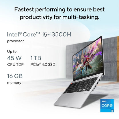 ASUS VIVOBOOK S 15 OLED,LIGHT WEIGHT LAPTOP,13TH GEN,INTEL EVO CORE I5-13500H (16GB/1TB/INTEL IRIS XE GRPH/39.62 CMS (15.6) 3K/WIN11HM)S5504VA-MA553WS