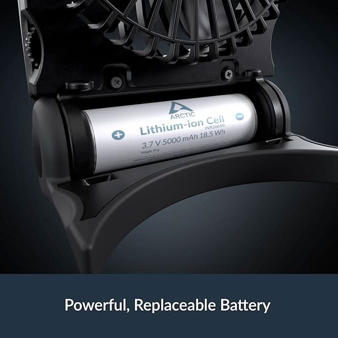ARCTIC Summair 2Go (Black) - Rechargeable Powerful Handheld Fan