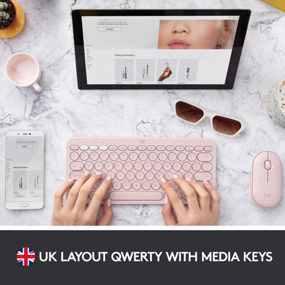 LOGITECH K380S WIRELESS MULTI-DEVICE BLUETOOTH KEYBOARD ROSE
