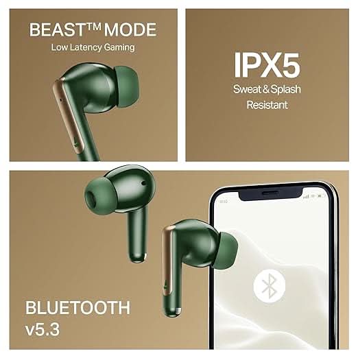 Boat Airdopes 141 Elite ANC TWS Ear Buds Wireless Earphones with mic (Green)