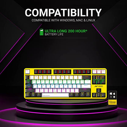 ANT ESPORTS MK4500 PRO 3IN1 WIRELESS / BT / WIRED TKL MECHANICAL BACKLIT GAMING KEYBOARD BLACK (RED SWITCH) (BIS.R-41211141)