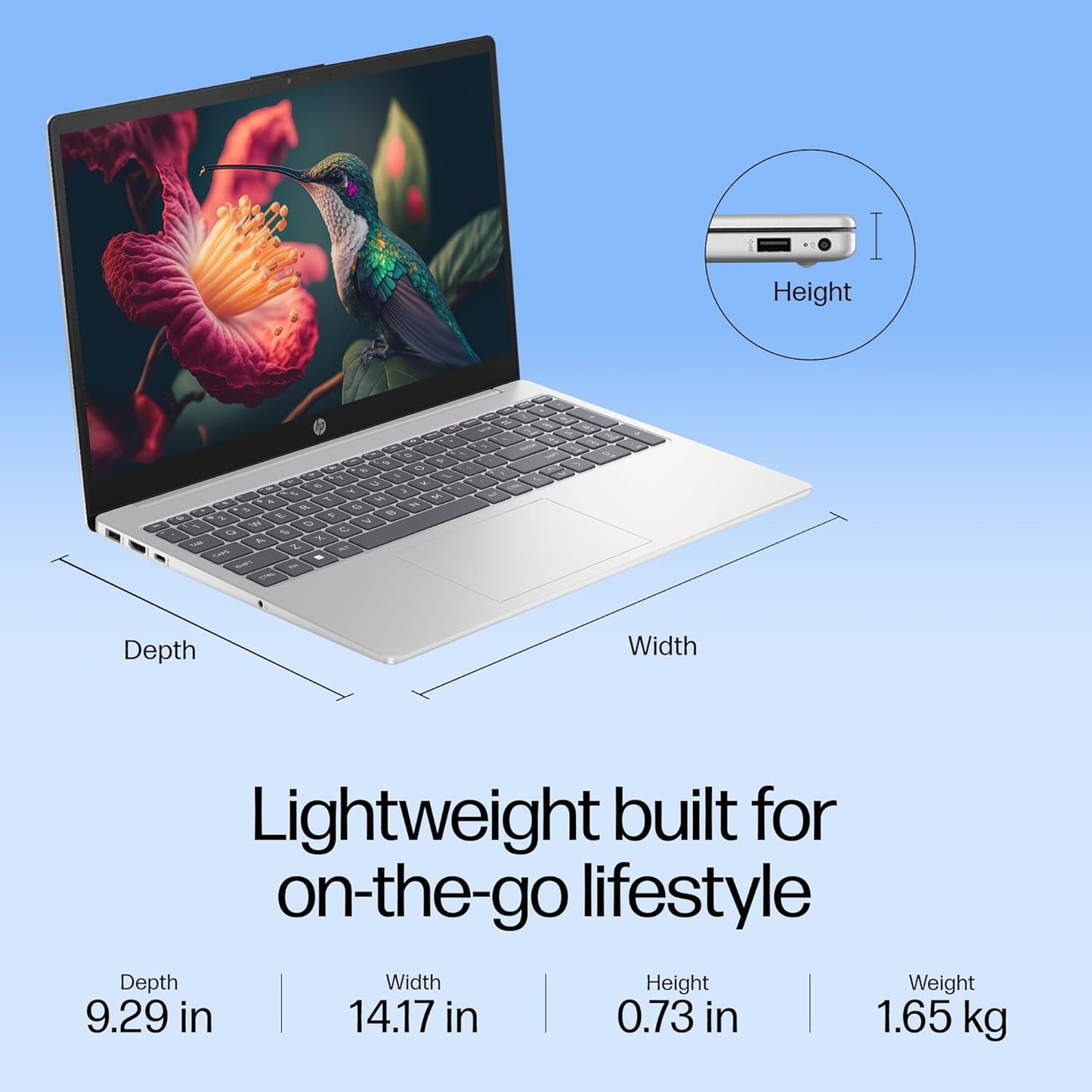 HP 15, INTEL ULTRA 5 125H (16GB DDR5, 1TB SSD) FHD, IPS, 15.6''/39.6CM, WIN11, M365 BASIC(1YR) OFFICE24, SILVER, 1.65KG, FD1255TU, INTEL ARC GRAPHICS, FHD CAMERA W/SHUTTER, AI POWERED LAPTOP
