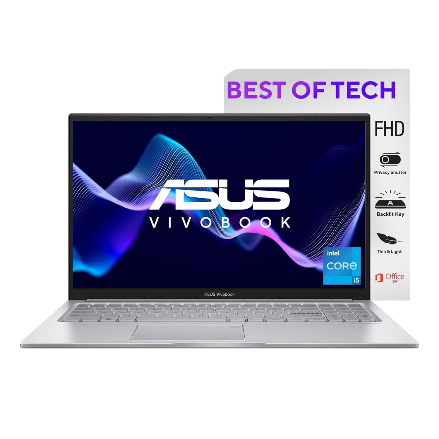 ASUS VIVOBOOK 15 X1504ZA-NJ542WS [CI5-1235U 12TH GEN/16GB/512GB SSD/WIN11 HOME+MSO/15.6 INCH/INTEGRATED GRAPHICS /1 YEAR(S)/SILVER]