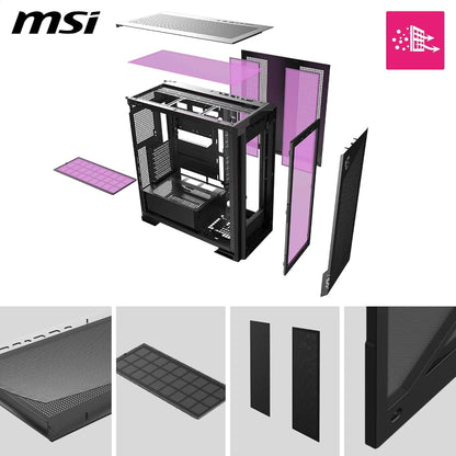 MSI MPG VELOX 300R AIRFLOW PZ MID TOWER GAMING PC CASE - BLACK