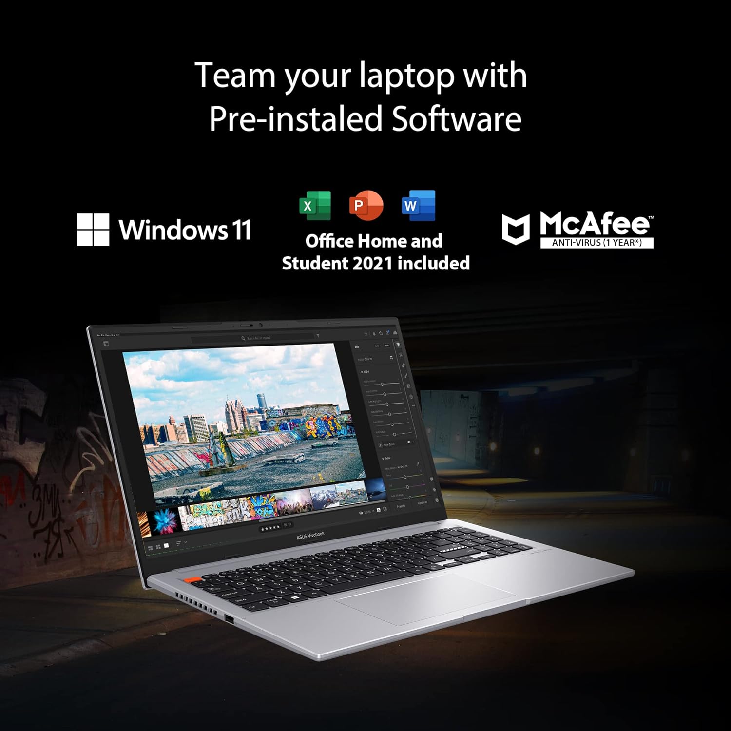 ASUS VIVOBOOK S15 OLED 2022, 15.6" 39.62 CM FHD OLED, INTEL CORE EVO I5-12500H 12TH GEN, THIN AND LIGHT LAPTOP (16GB/512GB SSD/IRIS XE GRAPHICS/WINDOWS 11/OFFICE 2021/GREY/1.8 KG), S3502ZA-L501WS