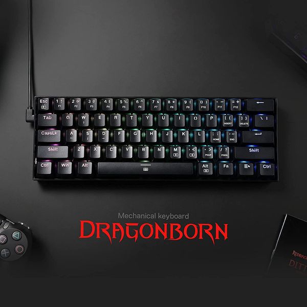 REDRAGON K630 Dragonborn 60% Mechanical Wired Gaming Keyboard ( Black ) ( Red Switch )