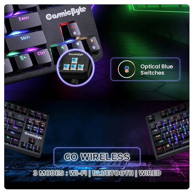 COSMIC BYTE CB-GK-39 TRINITY (BLACK) GAMING KEYBOARD RGB SWITCH BLUE