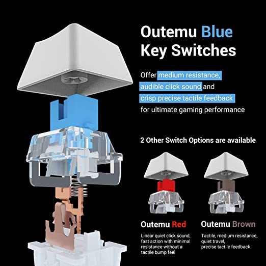 REDRAGON Kumara K552 Tenkeyless Wired Gaming Keyboard ( White ) (Blue Switch )