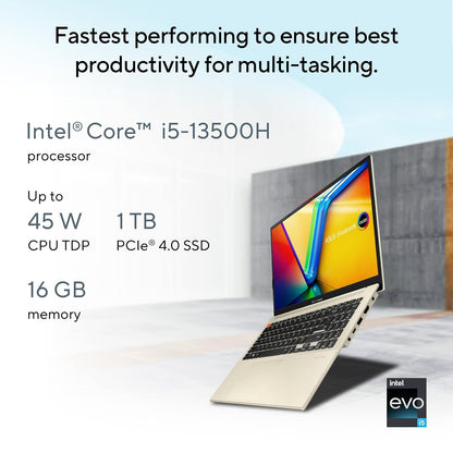 ASUS VIVOBOOK S 15 OLED (2023), INTEL CORE EVO I5-13500H 13TH GEN, 15.6" (39.62 CM) 2.8K 120HZ OLED, THIN & LIGHT LAPTOP (16GB/1TB SSD/IRIS XE/WIN 11/OFFICE 2021/75WHR/WHITE/1.7 KG), S5504VA-MA554WS