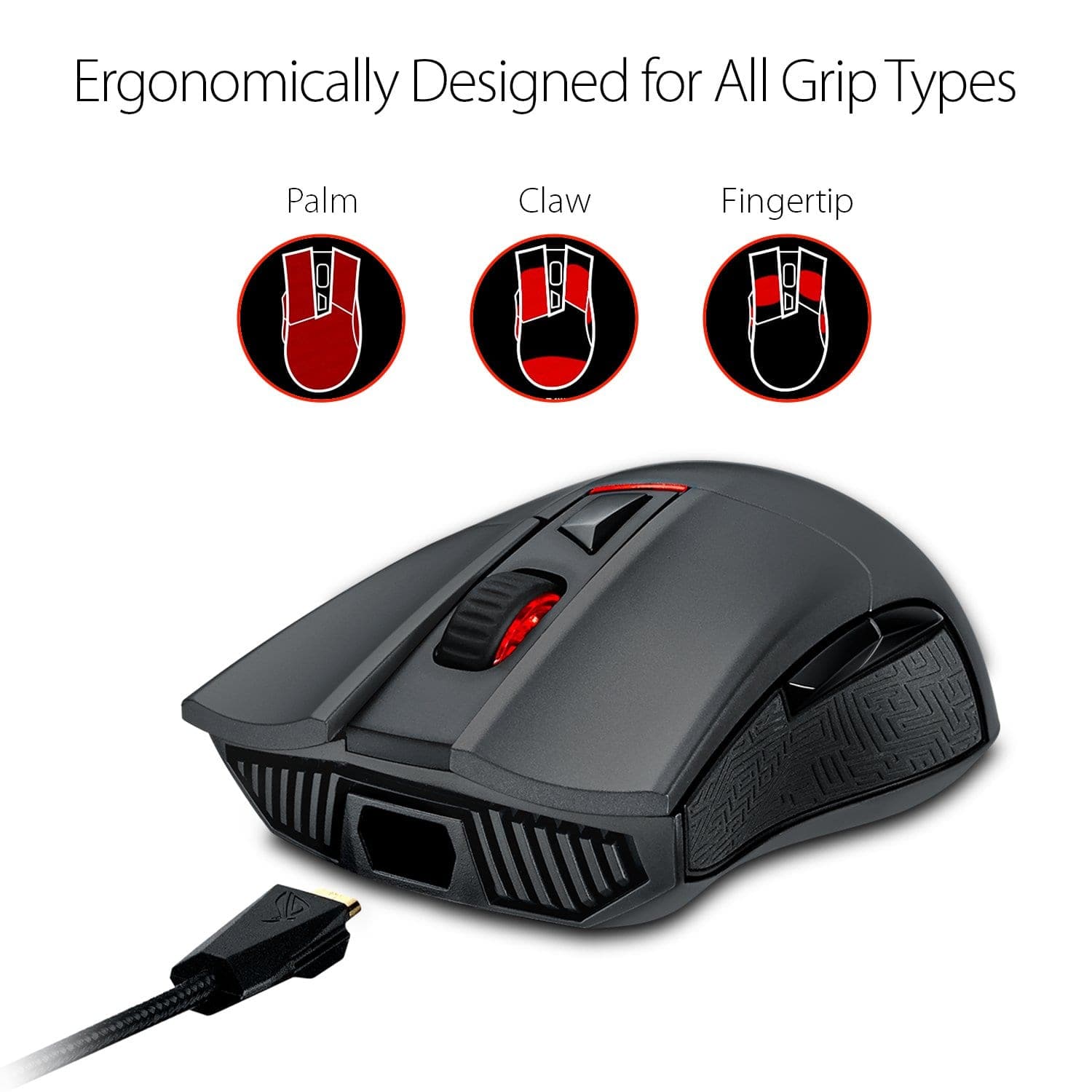 ASUS ROG Gladius 2 Wired Ergonomic RGB Optical Gaming Mouse ( ROG-GLADIUS-II ) ( 12000DPI / 6 Macro Buttons ) ( Black )
