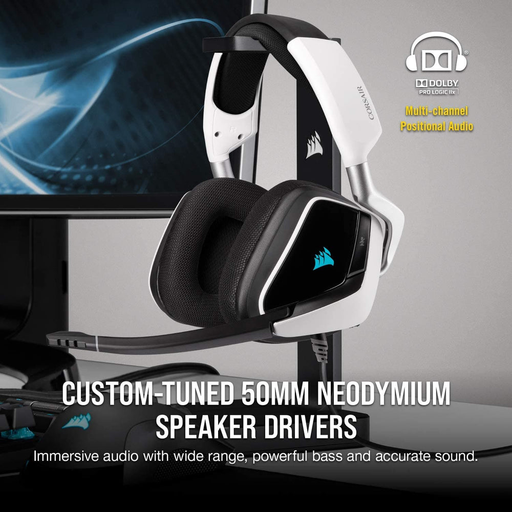 CORSIR Void Pro RGB USB 7.1 Surround Gaming Headphone With Mic ( White ) ( PC/Mobile/Mac/Xbox )