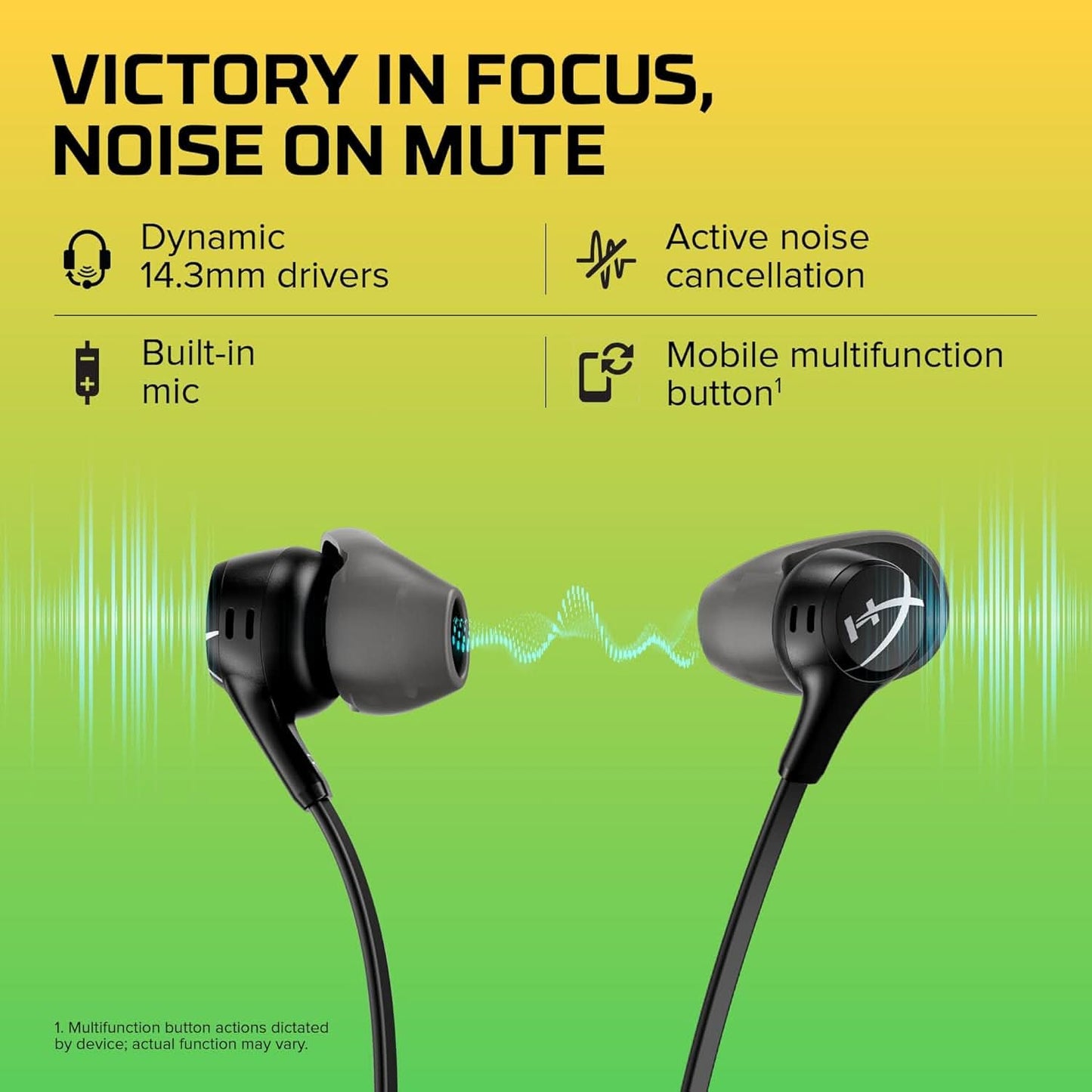 HYPERX CLOUD EARBUDS II GAMING EARBUDS WITH MIC-BLACK (70N24AA),IN-EAR,WIRED