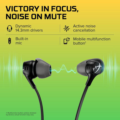 HYPERX CLOUD EARBUDS II GAMING EARBUDS WITH MIC-BLACK (70N24AA),IN-EAR,WIRED