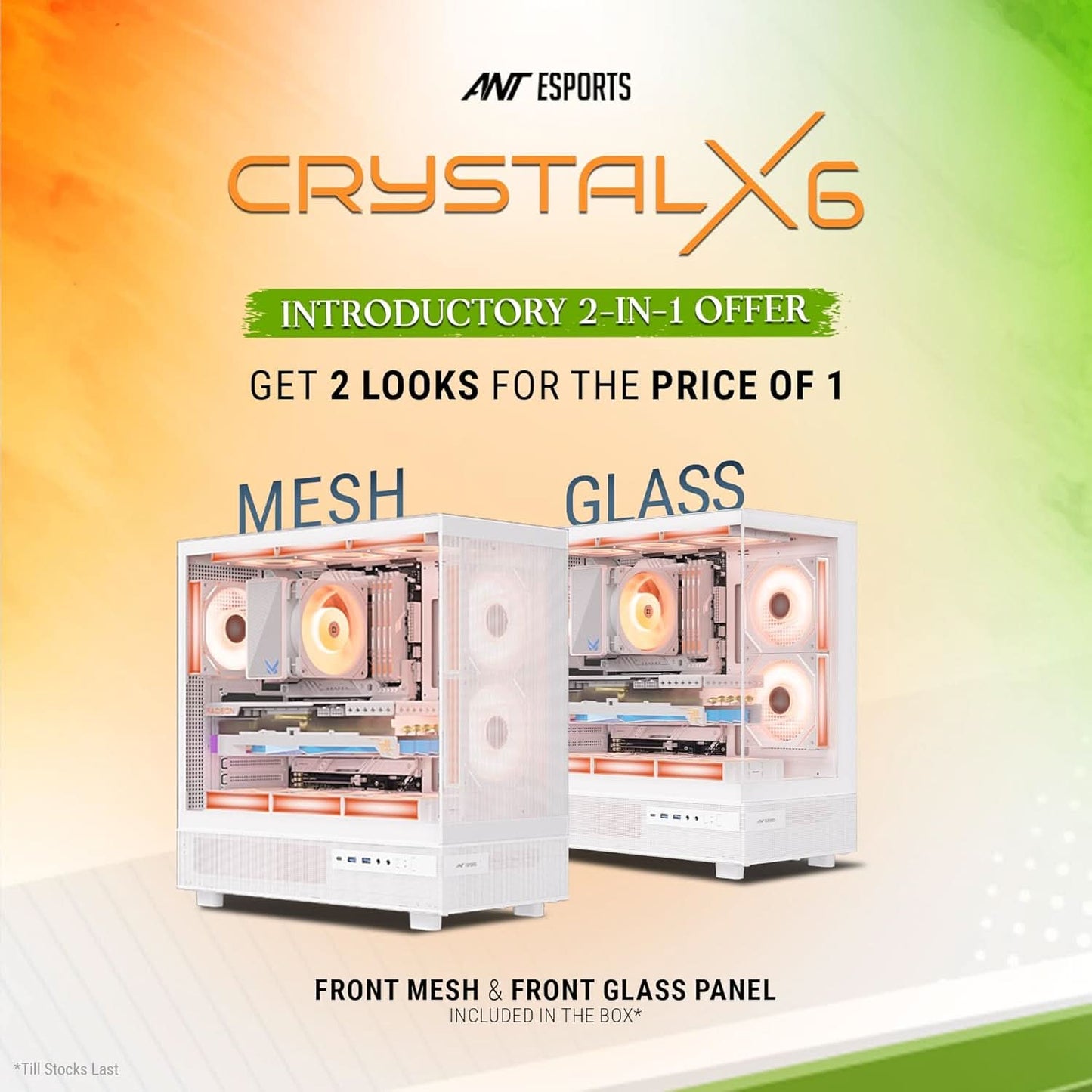 ANT ESPORTS CRYSTAL X6 ATX CABINET WHITE
