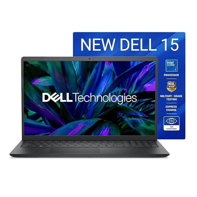 Dell 15, Intel Core 3 14th Gen-100U, 16GB DDR4, 512GB SSD, FHD IPS, 15.6"/39.62cm, Windows 11, Microsoft Office Home 2024, Carbon Black, 1.63Kg, Thin & Light, Laptop Model NO - Dell 15 DC15250