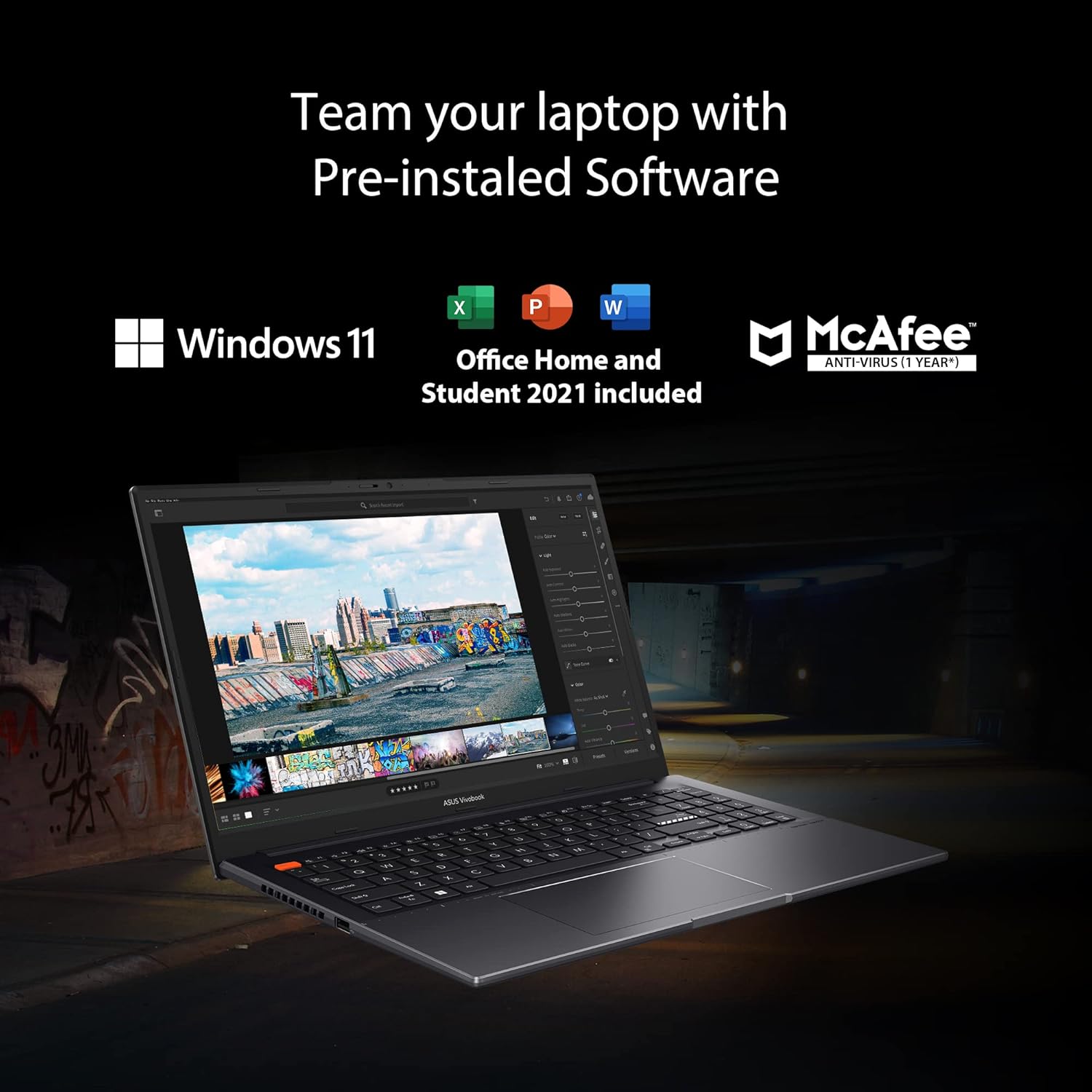 ASUS VIVOBOOK S15 OLED 2022, 15.6" 39.62 CM FHD OLED, INTEL CORE EVO I7-12700H 12TH GEN, THIN AND LIGHT LAPTOP (16GB/512GB SSD/IRIS XE GRAPHICS/WINDOWS 11/OFFICE 2021/BLACK/1.8 KG), S3502ZA-L702WS