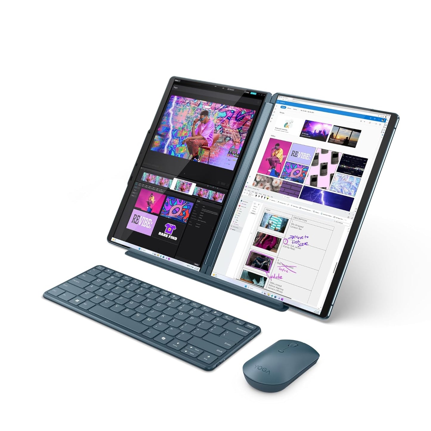 LENOVO YOGA BOOK 9 INTEL EVO CORE ULTRA 7 155U BUILT-IN AI DUAL 13.3 INCH 2.8K OLED DISPLAY (2X33.7CM) WITH PEN+SILENT MOUSE+KEYBOARD |32GB/1TB SSD/WIN 11/MSO 21/5.0MP IR CAMERA/TEAL/1.3KG, 83FF0034IN