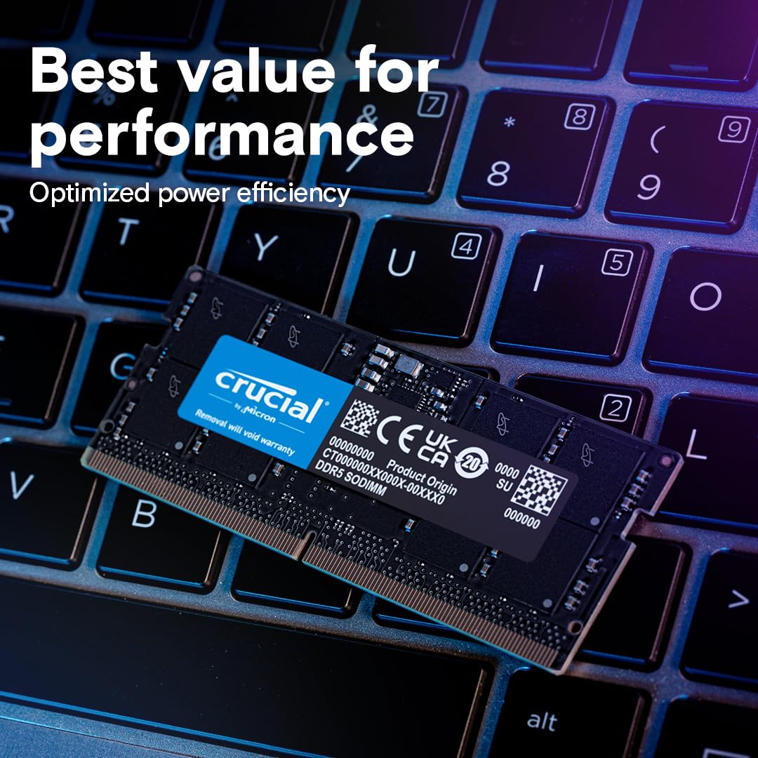 CRUCIAL 8GB DDR5-4800 SODIMM CL40 RAM CT8G48C40S5