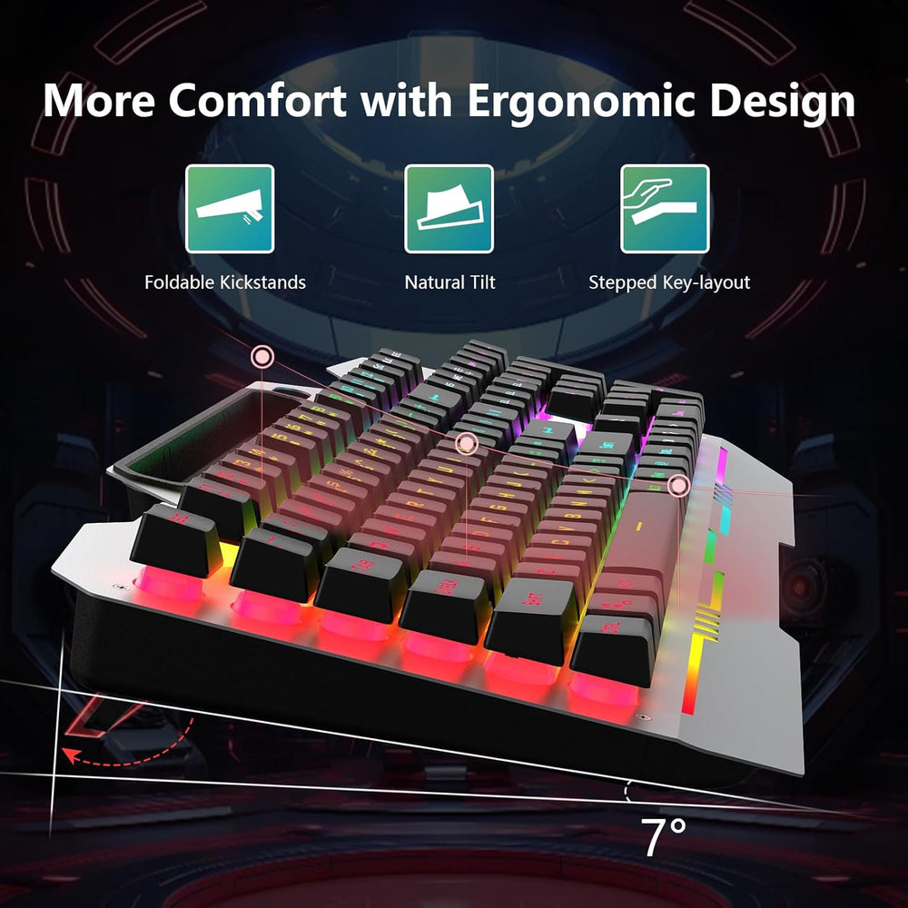 AULA T102 Full Size Membrane Wired Gaming Keyboard and Mouse Combo ( Grey )