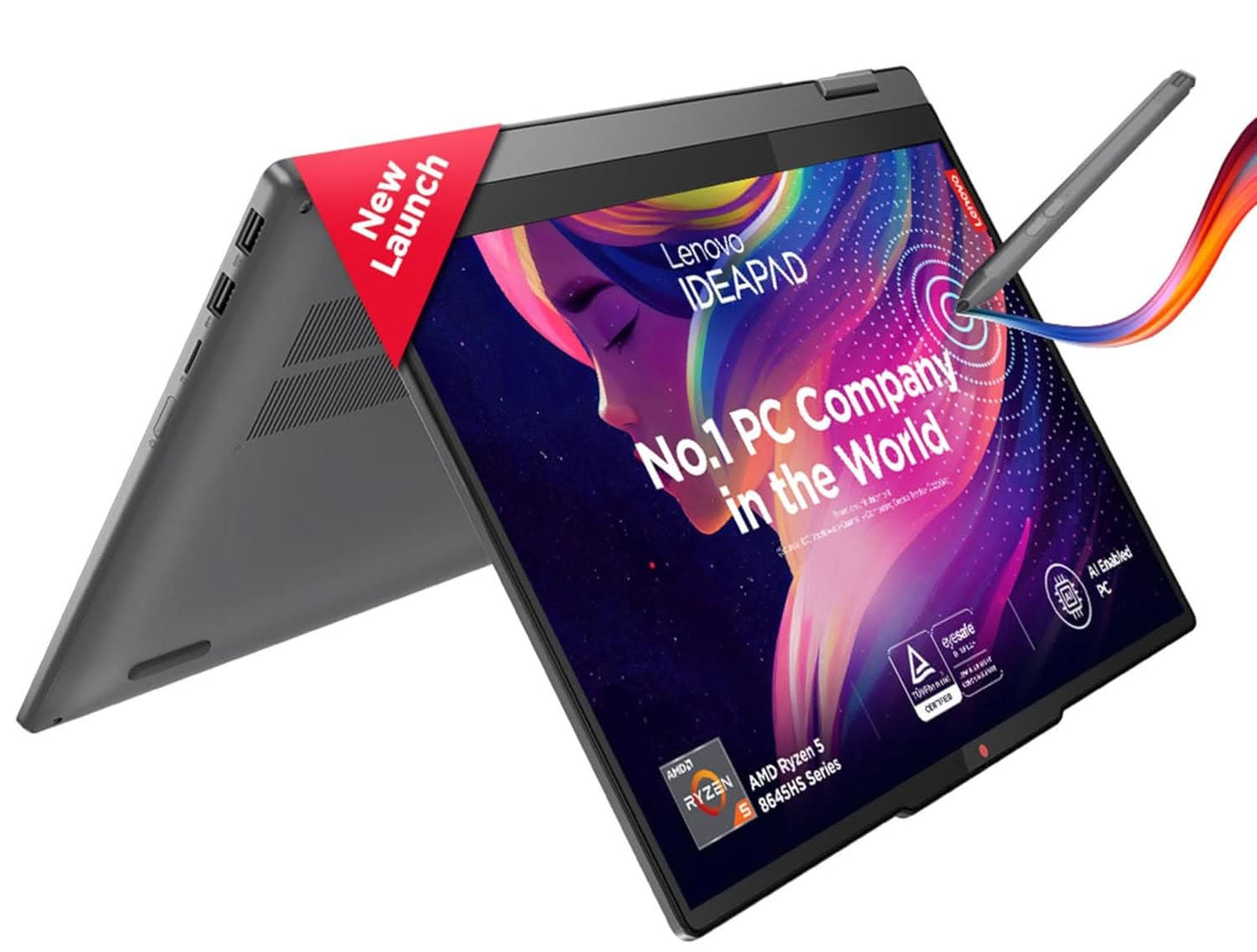 LENOVO IDEAPAD 5 2-IN-1 AMD RYZEN 5 8645HS 14" (35.5CM) WUXGA IPS 300NITS CONVERTIBLE LAPTOP (16GB RAM/512GB SSD/WIN 11/OFFICE HOME 2024/BACKLIT KB/FPR/FHD CAMERA/GREY/1.6KG), 83DR007CIN