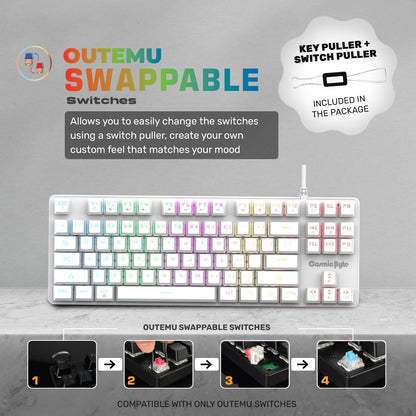 COSMIC BYTE CB-GK-37 FIREFLY (WHITE) GAMING KEYBOARD RGB RED SWITCH WHITE