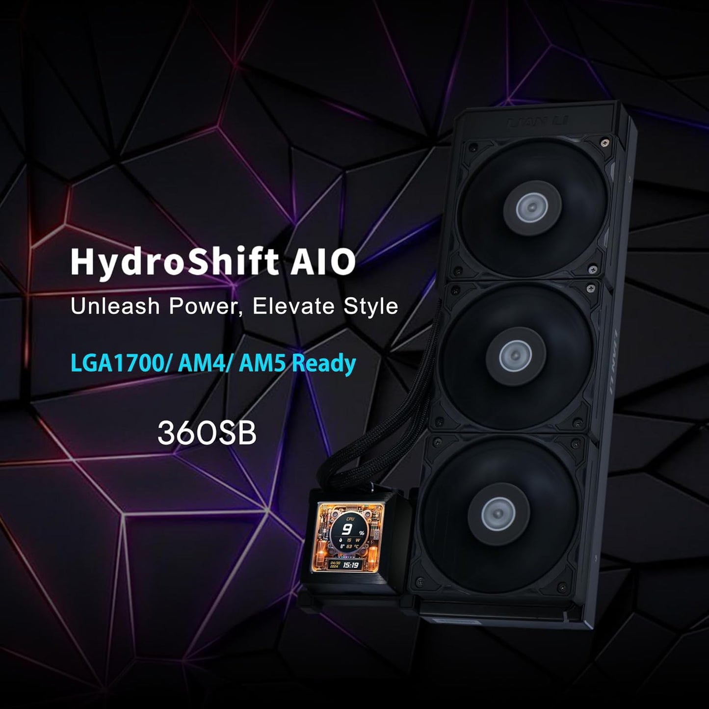 LIAN LI HYDROSHIFT LCD 360S LIQUID COOLER WITH HEATSINK- BLACK (G89.GHSLCD36SB.IN)