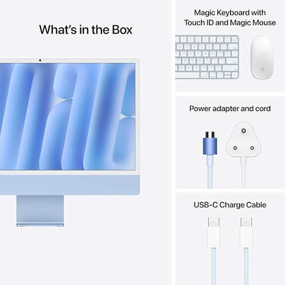 Apple 24-inch iMac with Retina 4.5K display M4 chip with 10 core CPU and 10 core GPU, 16GB, 256GB SSD - Blue