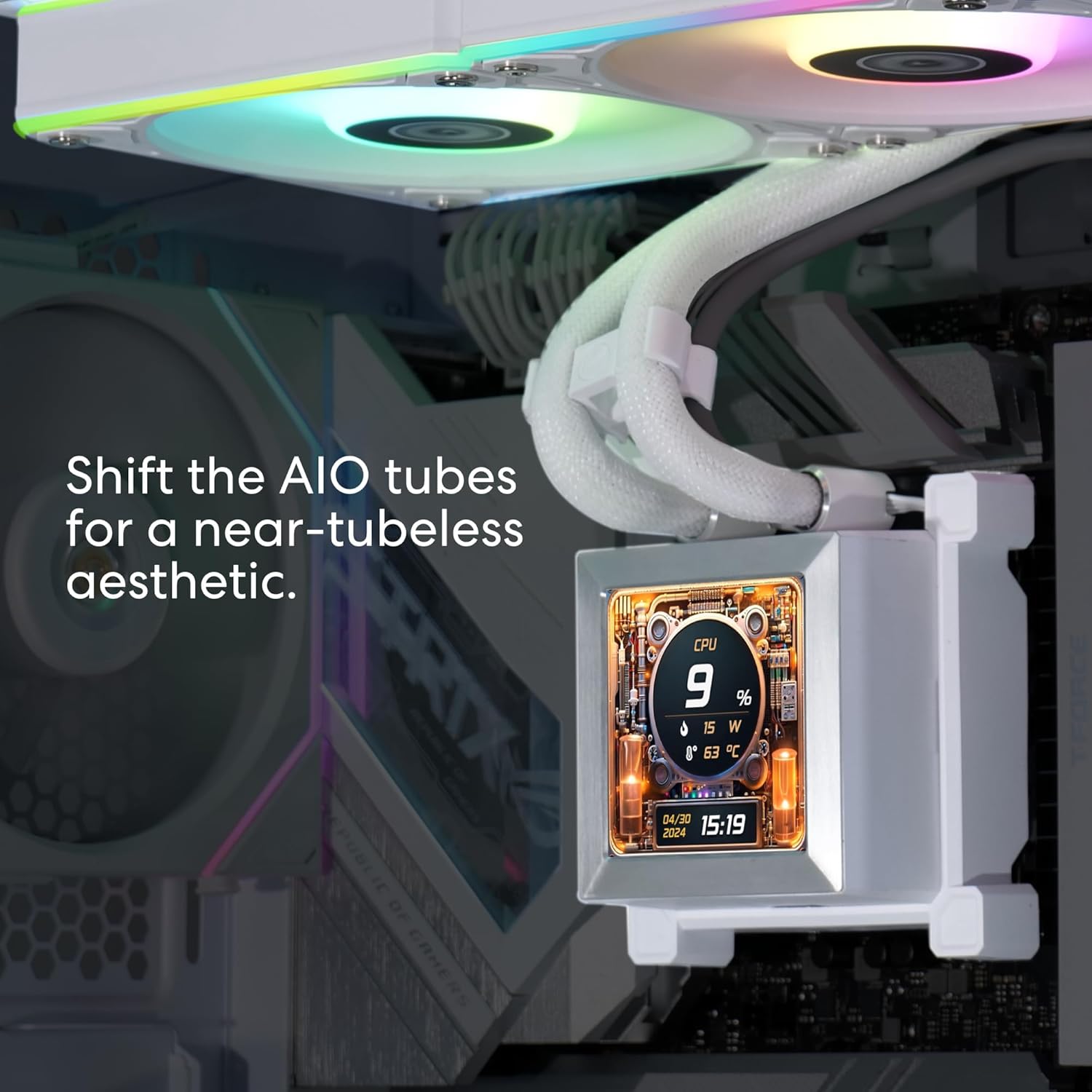 LIAN LI HYDROSHIFT LCD 360R ARGB CPU LIQUID COOLER (WHITE)