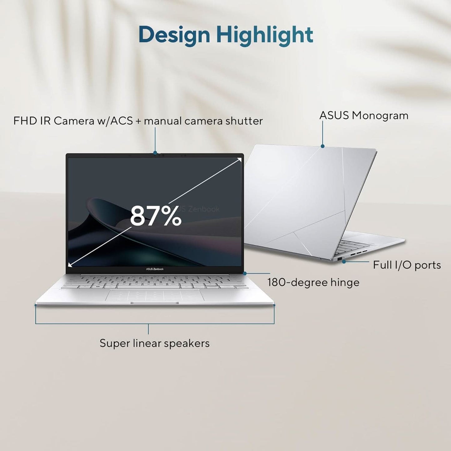 ASUS ZENBOOK 14, INTEL CORE ULTRA 7, 14 INCH 3K OLED 16:10 120 HZ, THIN & LIGHT LAPTOP, BUILT-IN AI (32GB RAM/1 TB//WIN 11/OFFICE 2021/BACKLIT/TOUCHSCREEN/75WHR /FOGGY SILVER/1.28 KG), UX3405MA-PZ761WS