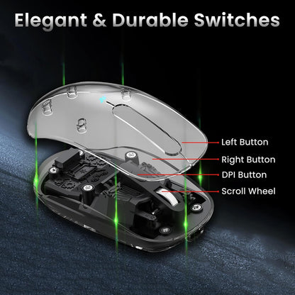 ANT ESPORTS OM140 PRO ULTRA LIGHTWEIGHT TRANSPARENT WIRELESS 2.4GZ BLUETOOTH MOUSE