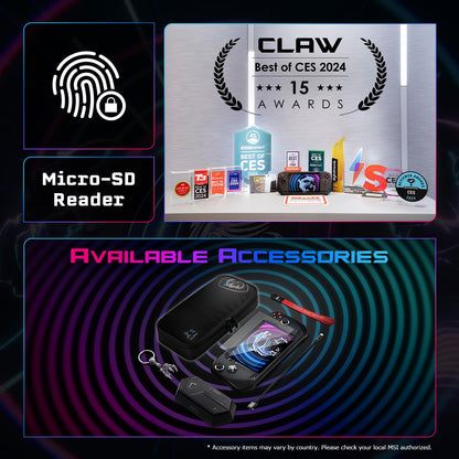 MSI CLAW, INTEL 1ST GEN. ULTRA 5 135H,BUILT-IN AI, 18CM FHD 120HZ HANDHELD GAMING CONSOLE(16GB/512GB NVME SSD/WINDOWS 11 HOME/INTEL ARC/BLACK/675G), A1M-219IN