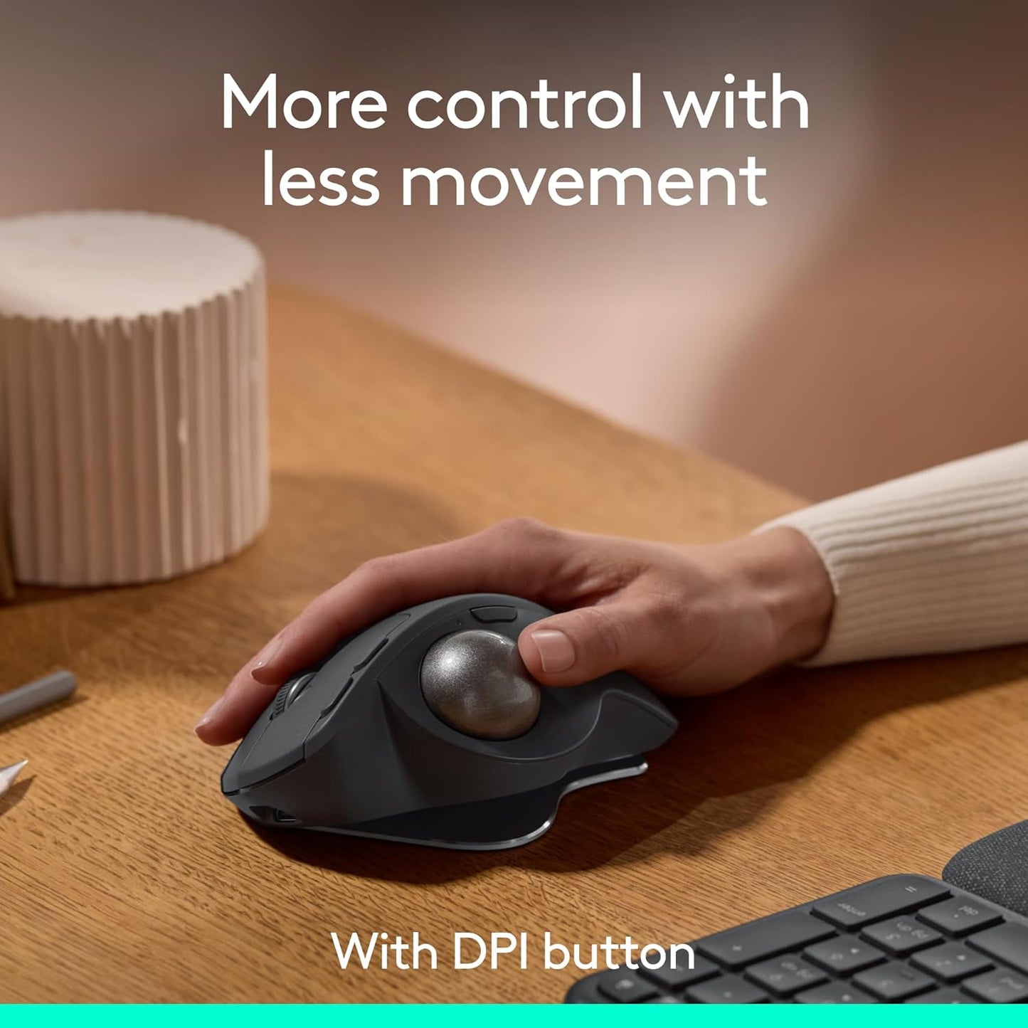 LOGITECH MX ERGO S ADVANCED WIRELESS TRACKBALL MOUSE, USB-C RECHARGEABLE WIRELESS ERGONOMIC MOUSE