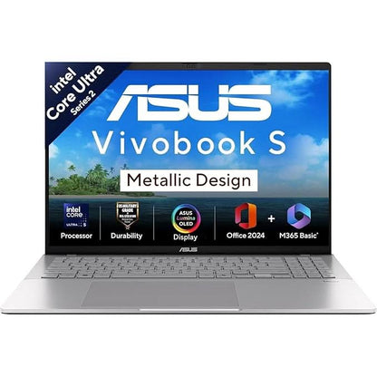 ASUS Vivobook S16,Intel Core Ultra 5 225H,AI PC(Intel Arc iGPU/16GB RAM/512GB SSD/FHD/16/60Hz/Backlit Keyboard/70Whr/Windows 11/M365 Basic(1Year)/Office Home 2024/Cool Silver/1.7 Kg) S3607CA-SH071WS