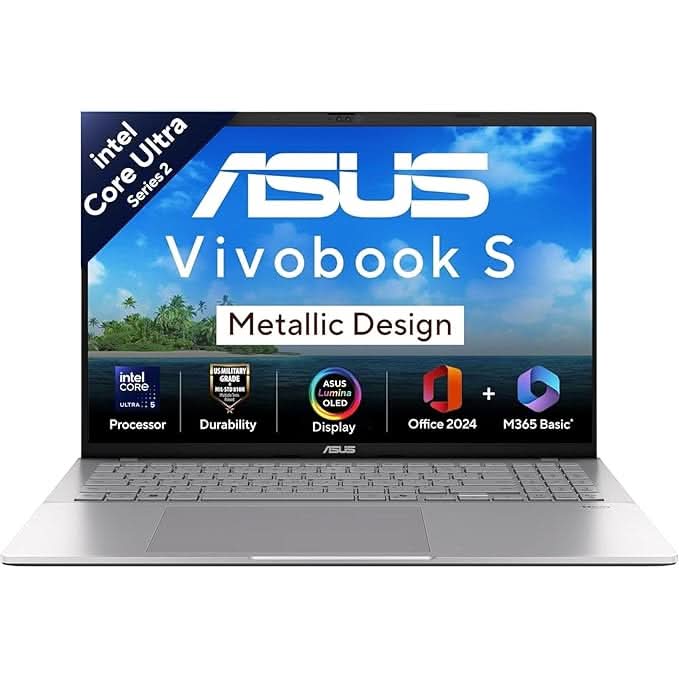 ASUS Vivobook S16,Intel Core Ultra 5 225H,AI PC(Intel Arc iGPU/16GB RAM/512GB SSD/FHD/16/60Hz/Backlit Keyboard/70Whr/Windows 11/M365 Basic(1Year)/Office Home 2024/Cool Silver/1.7 Kg) S3607CA-SH071WS