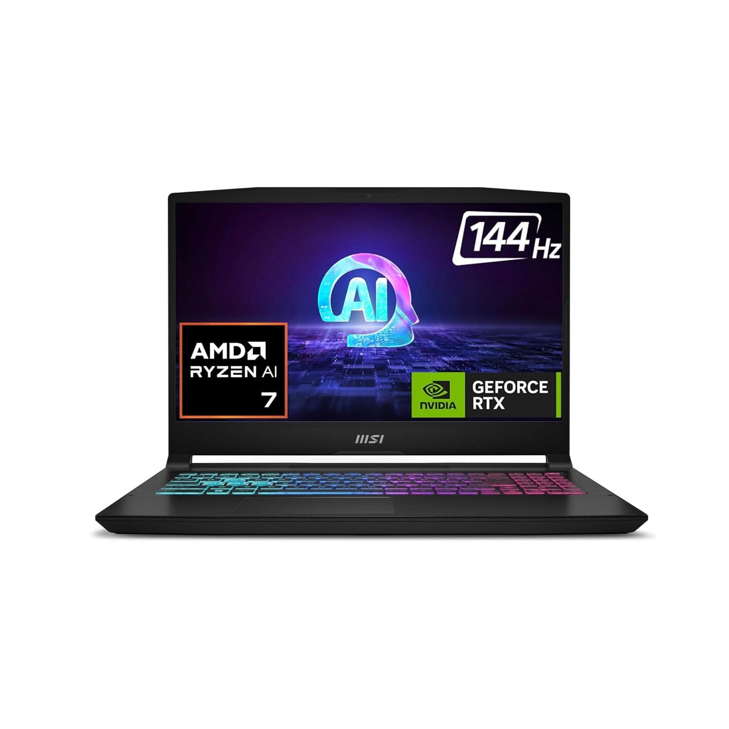 MSI KATANA A15 AI, AMD 8TH GEN. RYZEN 7 8845HS,BUILT-IN AI, 40CM FHD 144HZ GAMING LAPTOP (16GB/512GB NVME SSD/WINDOWS 11 HOME/MSO 2021/NVIDIA GEFORCE RTX 4050, GDDR6 6GB/BLACK/2.25KG) B8VE-481IN
