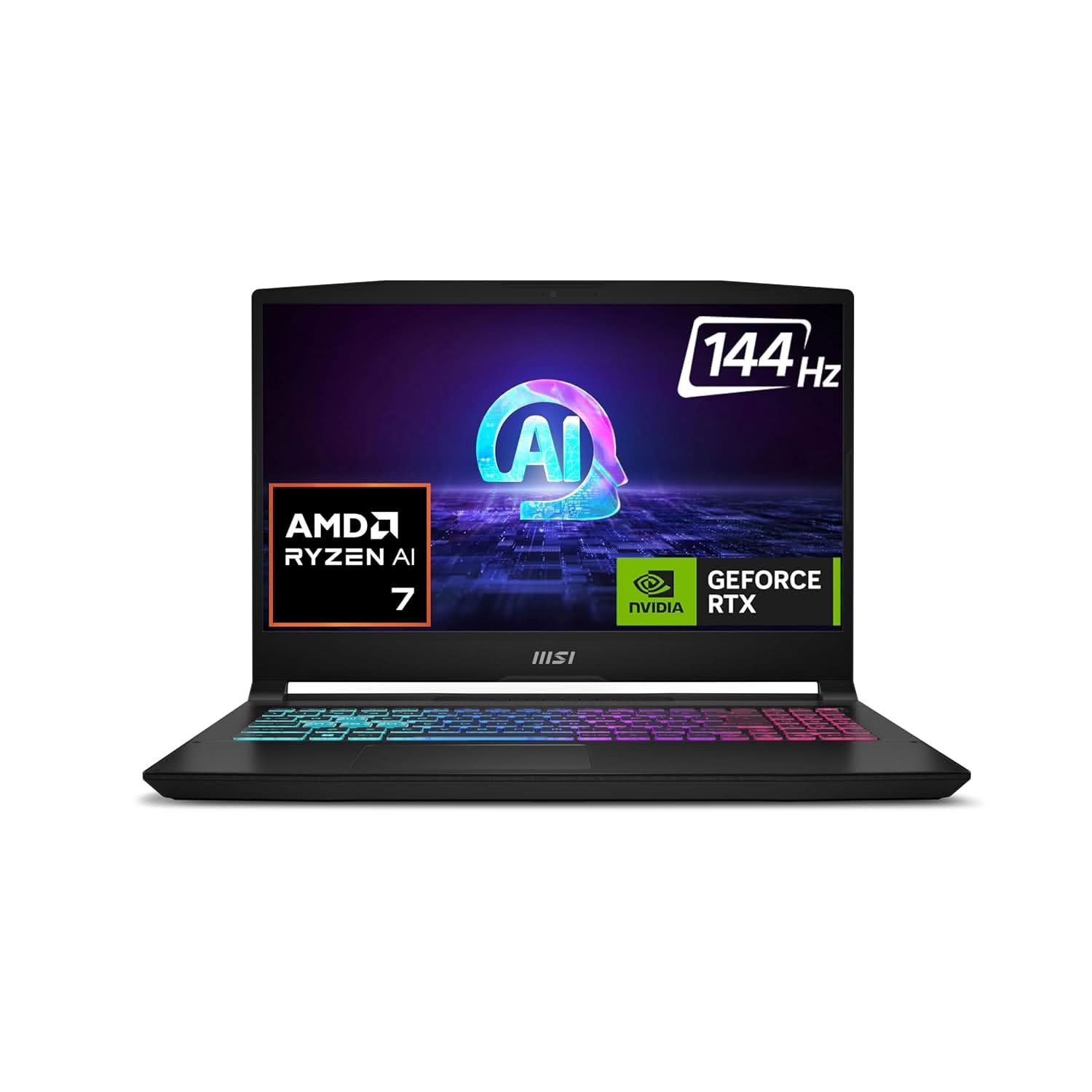 MSI KATANA A15 AI, AMD 8TH GEN. RYZEN 7 8845HS,BUILT-IN AI, 40CM FHD 144HZ GAMING LAPTOP (16GB/512GB NVME SSD/WINDOWS 11 HOME/MSO 2021/NVIDIA GEFORCE RTX 4050, GDDR6 6GB/BLACK/2.25KG) B8VE-481IN