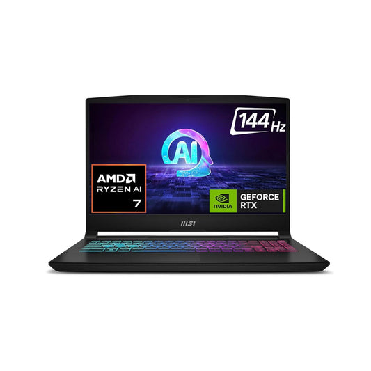 MSI KATANA A15 AI, AMD 8TH GEN. RYZEN 7 8845HS,BUILT-IN AI, 40CM FHD 144HZ GAMING LAPTOP (16GB/512GB NVME SSD/WINDOWS 11 HOME/MSO 2021/NVIDIA GEFORCE RTX 4050, GDDR6 6GB/BLACK/2.25KG) B8VE-481IN