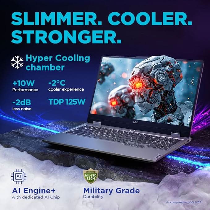 Lenovo LOQ AMD Ryzen 5 7235HS | NVIDIA RTX 3050A 4GB (16GB RAM/512GB SSD/144Hz Refresh Rate/15.6" (39.6cm)/Windows 11/Office Home 2024/3 Mon. Game Pass/Grey/2.4Kg), 83JC00LSIN AI Gaming Laptop
